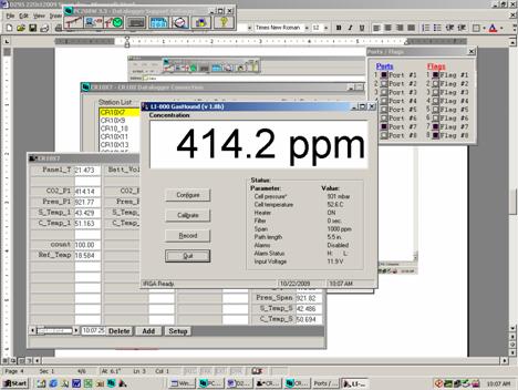 Screen shot of Li-800 calibration span pre-cal