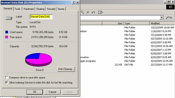 screen shot of Floor free disk space