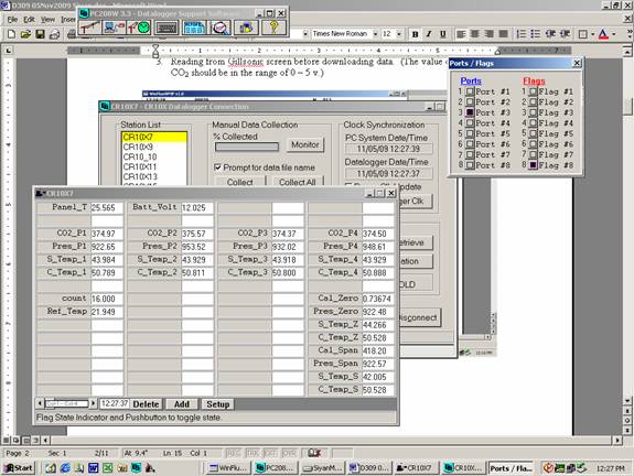 Screen shot of Li-800 calibration pre-cal