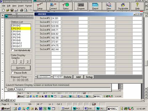 Screen shot of soil moisture data logger table