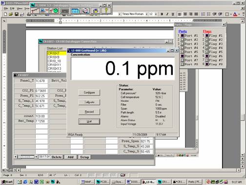 Screen shot of Li-800 calibration zero post-cal