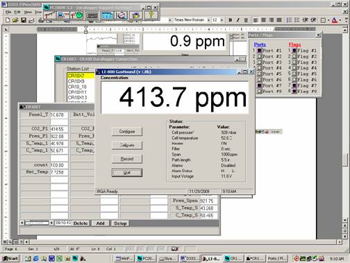 Screen shot of Li-800 calibration span pre-cal