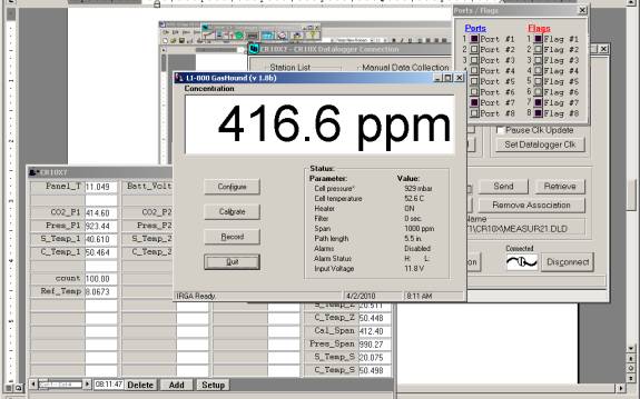 Screen shot of Li-800 calibration pre-span