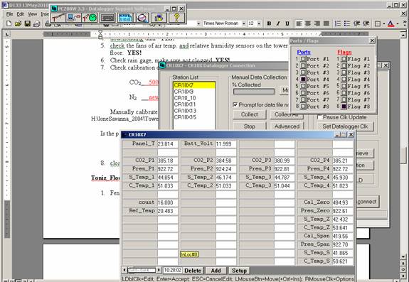 Screen shot of Li-800 calibration pre-cal part 1