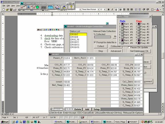 Screen shot of Li-800 calibration pre-cal part 2