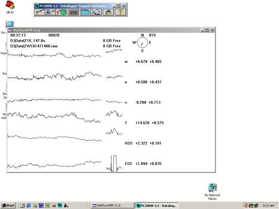 Tower Gill sonic plots screen before downloading data