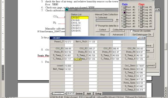 Screen shot of Li-800 calibration pre-cal