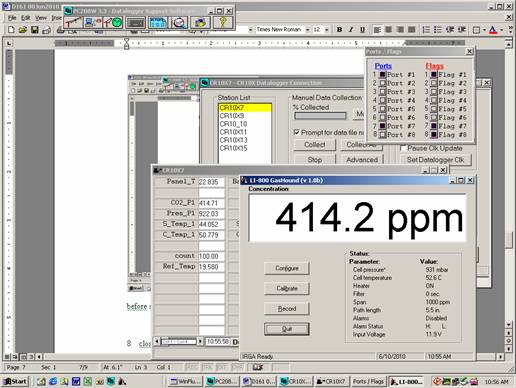 Screen shot of Li-800 calibration span pre-cal