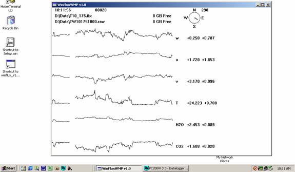 Tower Gill sonic plots screen before downloading data