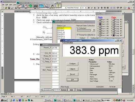 Screen shot of Li-800 calibration pre-cal