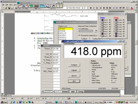 Screen shot of Li-800 calibration span pre-cal