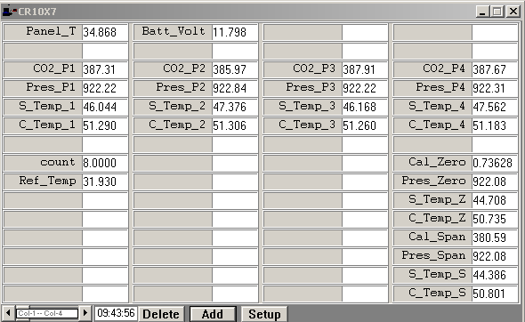 Screen shot of Li-800 calibration pre-cal