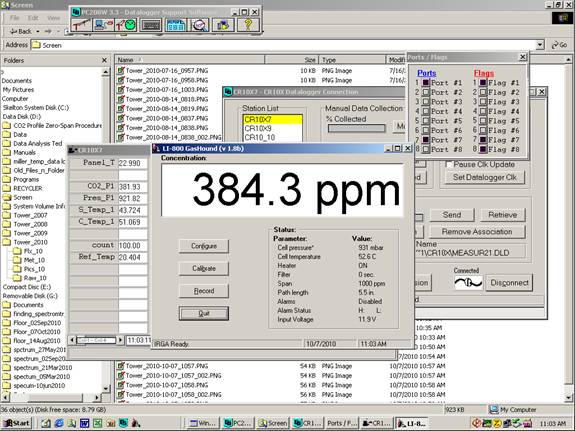 Screen shot of Li-800 calibration span pre-cal