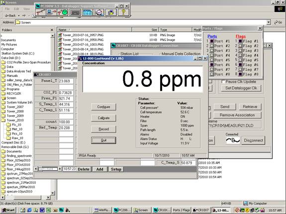 Screen shot of Li-800 calibration zero post-cal