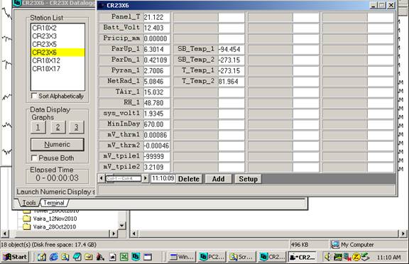 Tower Gill sonic plots screen before downloading data