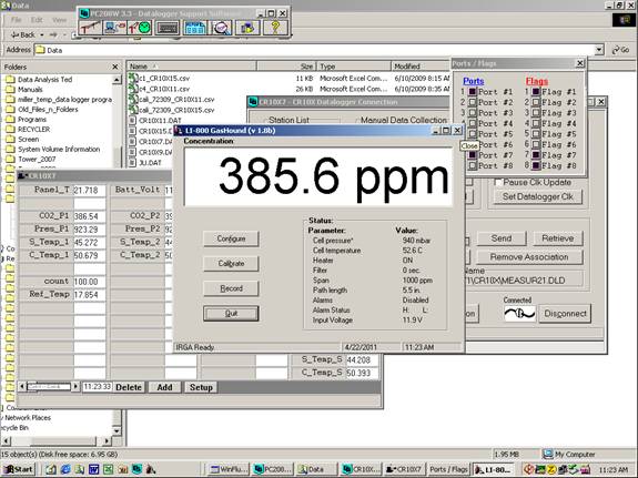 Screen shot of Li-800 calibration pre-cal