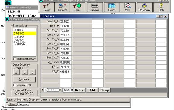 Screen shot of soil moisture data logger table