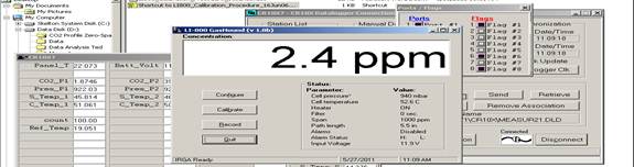 Screen shot of Li-800 calibration zero pre-cal
