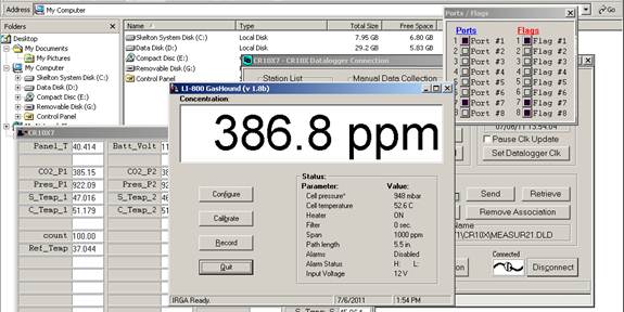 Screen shot of Li-800 calibration span pre-cal