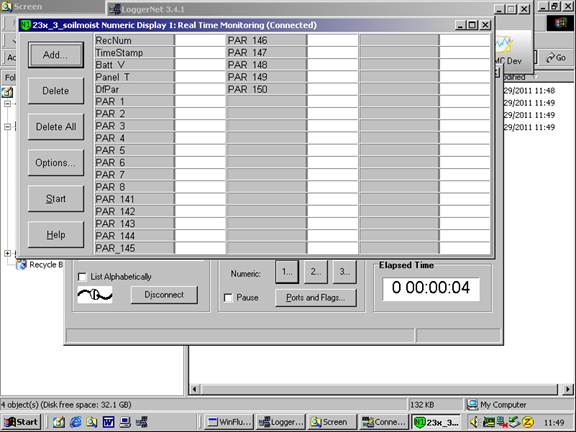 Screen shot of bad data logger table