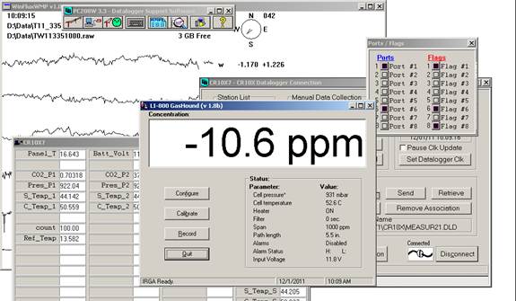 Screen shot of Li-800 calibration zero pre-cal