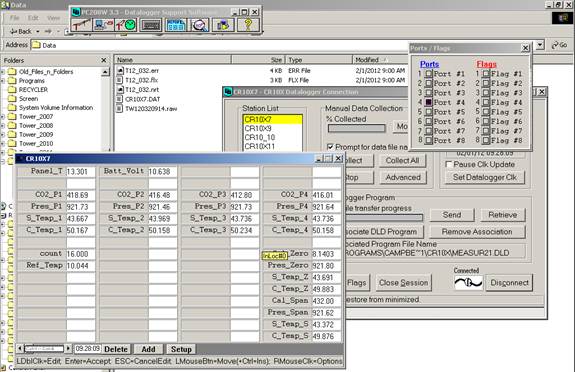 Screen shot of Li-800 calibration pre-cal