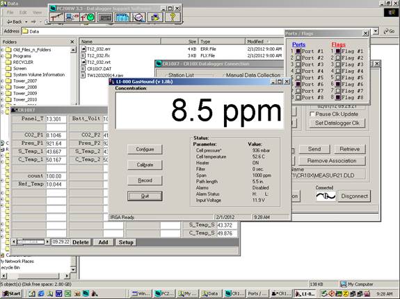 Screen shot of Li-800 calibration zero pre-cal