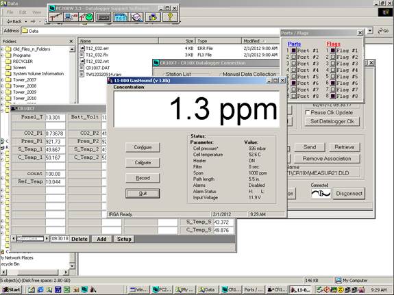 Screen shot of Li-800 calibration zero post-cal