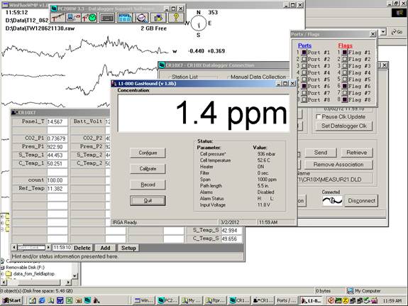 Screen shot of Li-800 calibration zero pre-cal