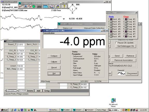 Screen shot of Li-800 calibration zero pre-cal