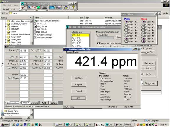 Screen shot of Li-800 calibration span pre-cal
