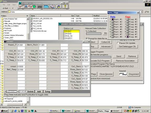 Screen shot of Li-800 calibration pre-cal
