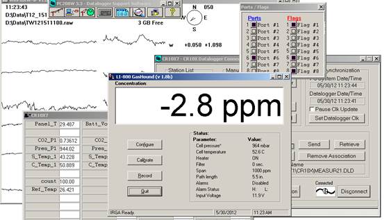 Screen shot of Li-800 calibration zero pre-cal