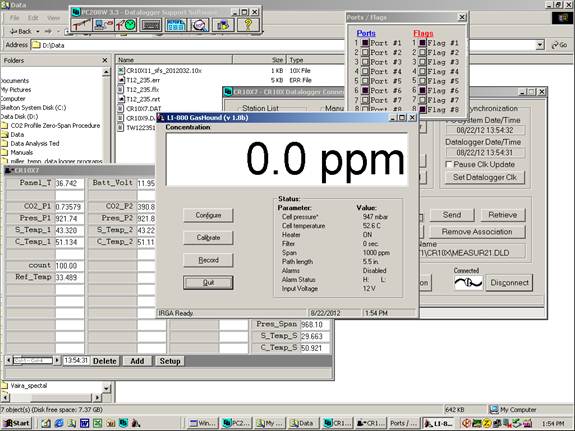 Screen shot of Li-800 calibration zero post-cal