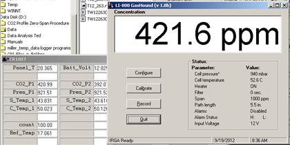 Screen shot of Li-800 calibration span post-cal