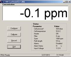 Screen shot of Li-800 calibration zero post-cal