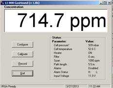 Screen shot of Li-800 calibration span pre-cal