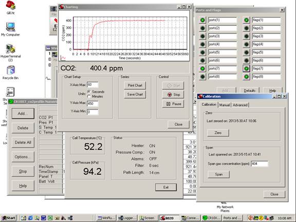 Screen shot of Li-800 calibration pre-cal