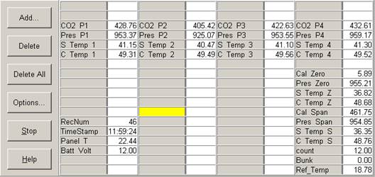 Screen shot of Li-800 calibration pre-cal