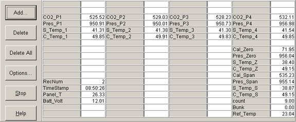 Screen shot of Li-800 calibration pre-cal