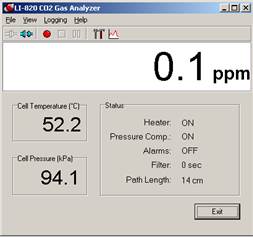 Screen shot of Li-800 calibration zero post-cal