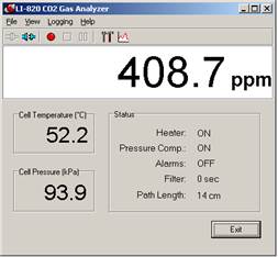 Screen shot of Li-800 calibration span pre-cal
