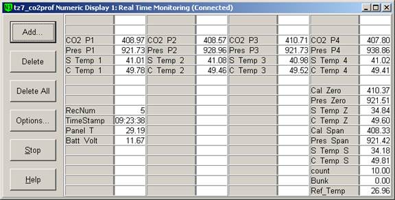 Screen shot of Li-800 calibration pre-cal