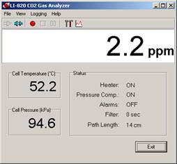 Screen shot of Li-800 calibration zero pre-cal
