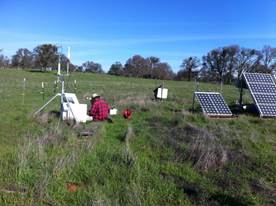Joe at Vaira eddy tower and solar panels