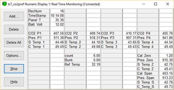 Screen shot of Li-800 calibration pre-cal