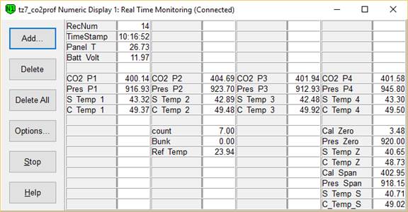 Screen shot of Li-800 calibration pre-cal