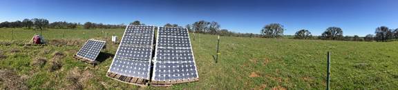 Panorama or pasture with solar panels