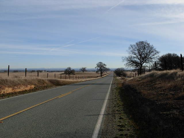 On the road to Ione. Partialy cloudy sky