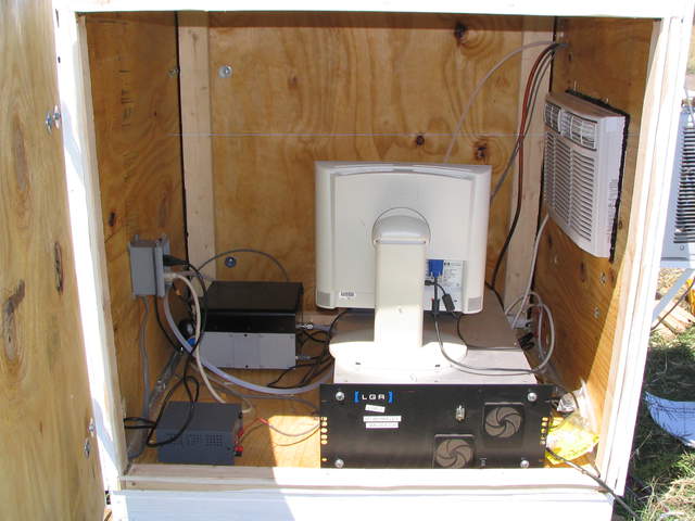 Inside the equipment box at the rice site
